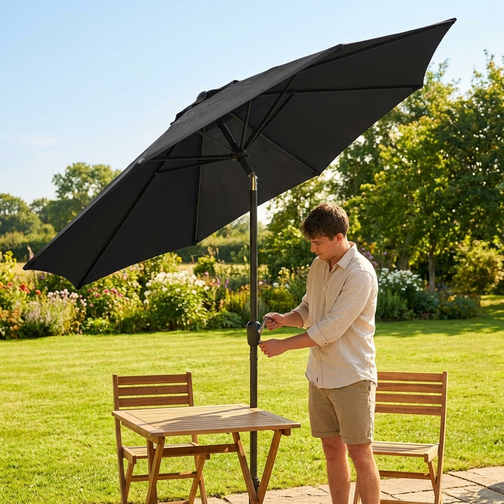 Garden Parasol 2.7m with steel frame and UV protection