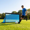 Folding football goal with aluminium frame and high-impact net