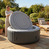 Inflatable hot tub cover made from durable PVC in grey and white