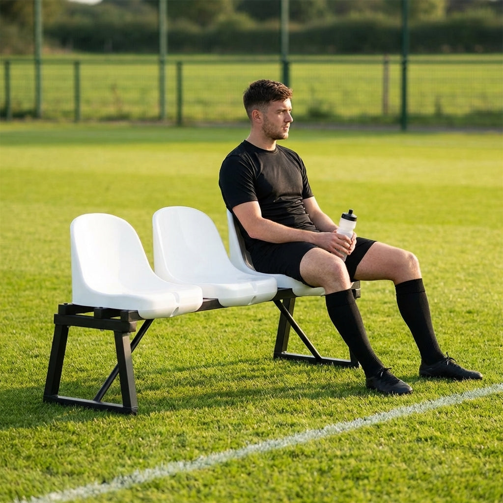 Aluminium sports bench with HDPE seats for indoor and outdoor use