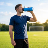 Hygienic water bottle with contactless nozzle for sports use