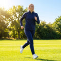 Women's polyester tracksuit set in Black and Navy Blue for sports