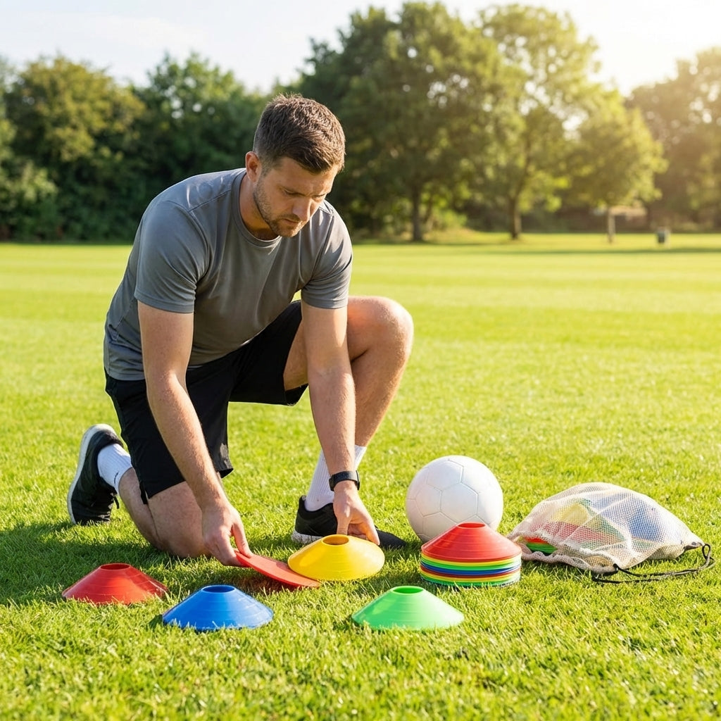Mini flat disc markers in assorted colours for indoor and outdoor training
