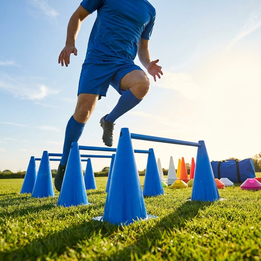 Tri cone hurdles set for sports training available in multiple colours