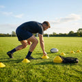 Rugby training marker cones in vibrant colours