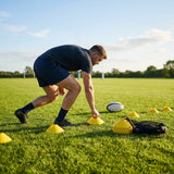 Rugby training marker cones in vibrant colours