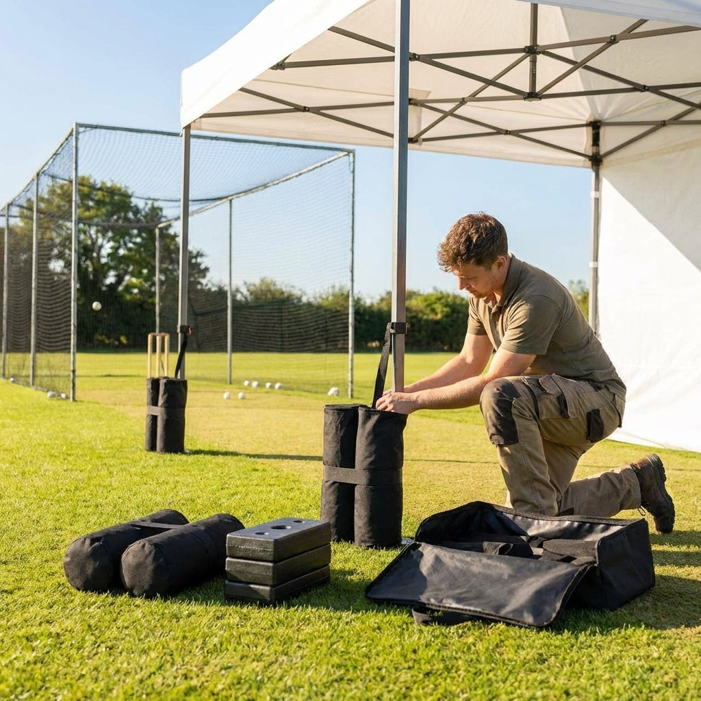 Gazebo weights for secure anchoring of outdoor shelters