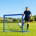 Folding football goal with aluminium frame and high-impact net