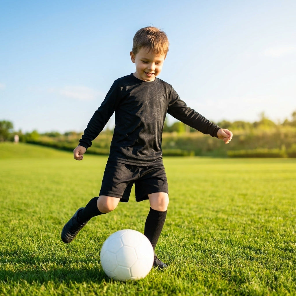 Kids' Long Sleeve Football Kit with Geometric Design