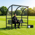 Heavy duty aluminium team shelter with moulded seats