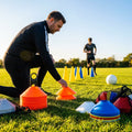 Colourful training marker cones for sports fields