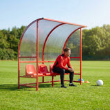 Heavy duty aluminium team shelter with moulded seats