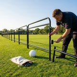 Football pitch barrier made of galvanised steel for club grounds