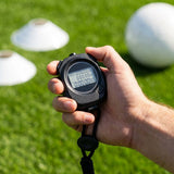 Professional water-resistant stopwatch with triple-row LCD display