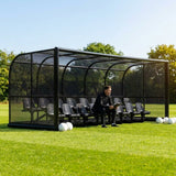Aluminium team shelter with 16/22 seats for sports venues