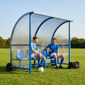 Sports team shelter with aluminium frame and multiple colour options