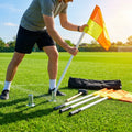 Football corner poles with fluro yellow/orange flags