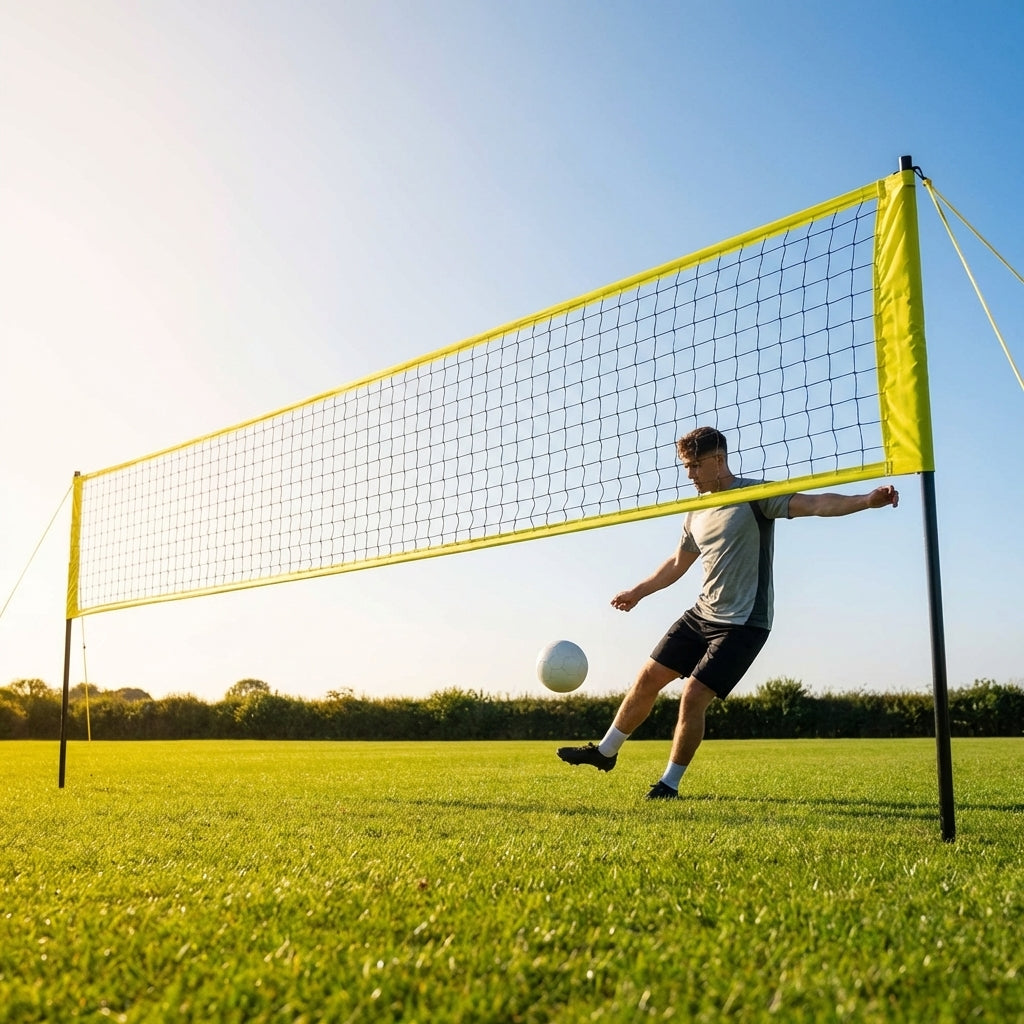 Football tennis net set with adjustable aluminium frame