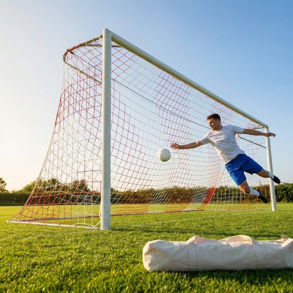 Multi-colour football goal nets for full-size goals