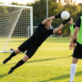 Goalkeeper gloves with latex grip and mesh backhand