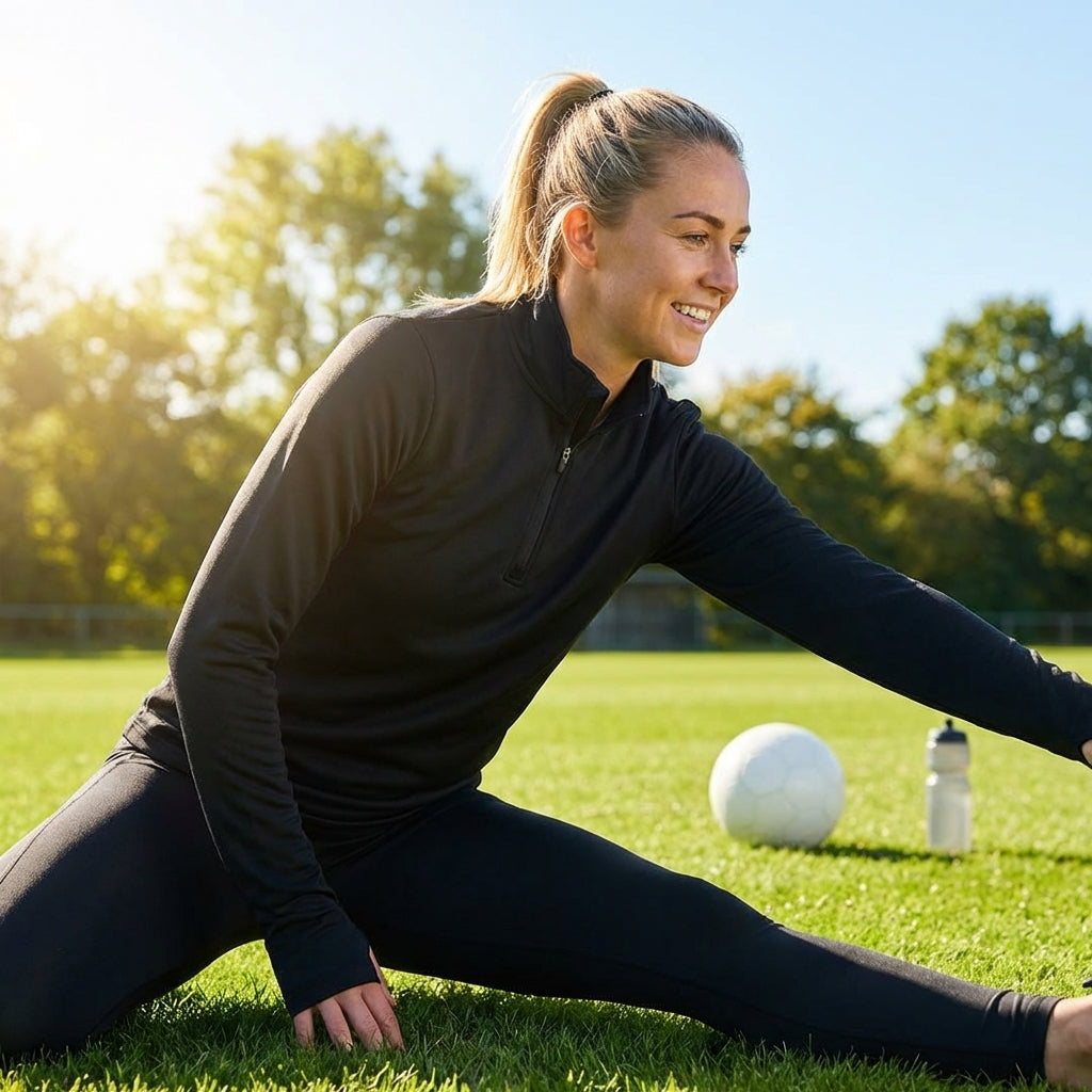 Women's tracksuit top in polyester with quarter zip and stand-up collar