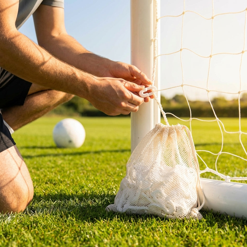 Durable plastic football net clips for goal securement