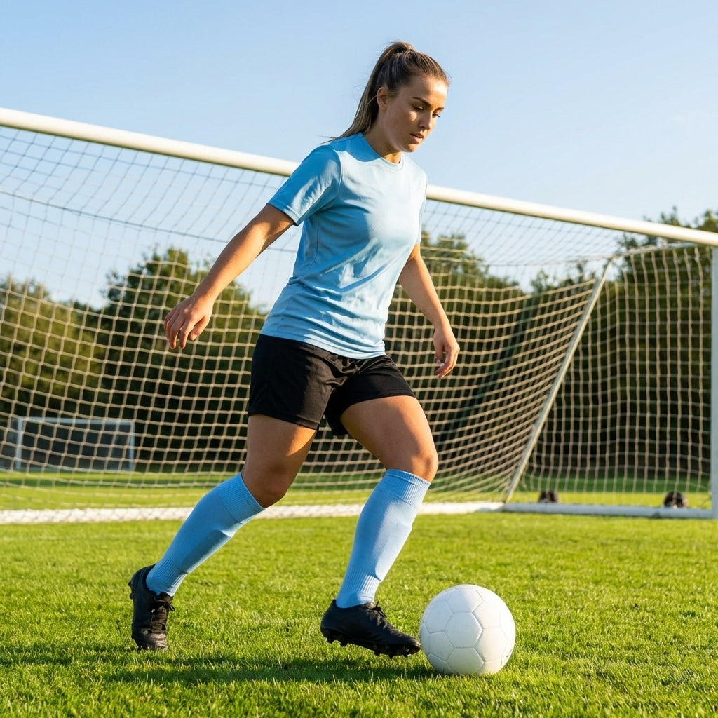Pre-cut football socks in various sizes and colours for enhanced comfort