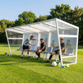 Heavy duty aluminium team shelter with moulded seats