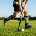 Hockey shin pads in Grey and Pink with reinforced polypropylene shell