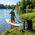 Inflatable paddle board with PVC and EVA deck for flat water and small waves