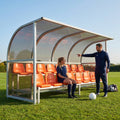 Aluminium team shelter with 16/22 seats for sports venues