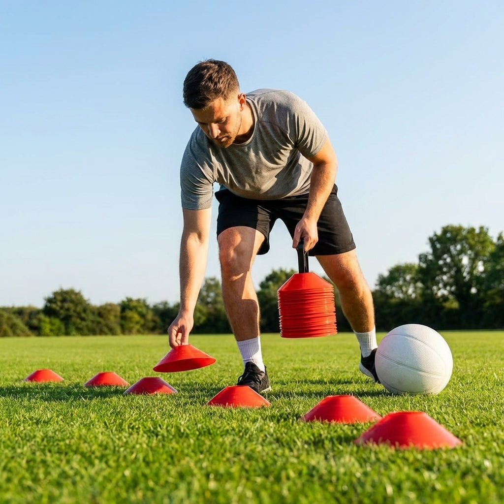 Multi-coloured basketball training marker cones