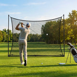 Ball stop netting system with steel posts and HDPP netting