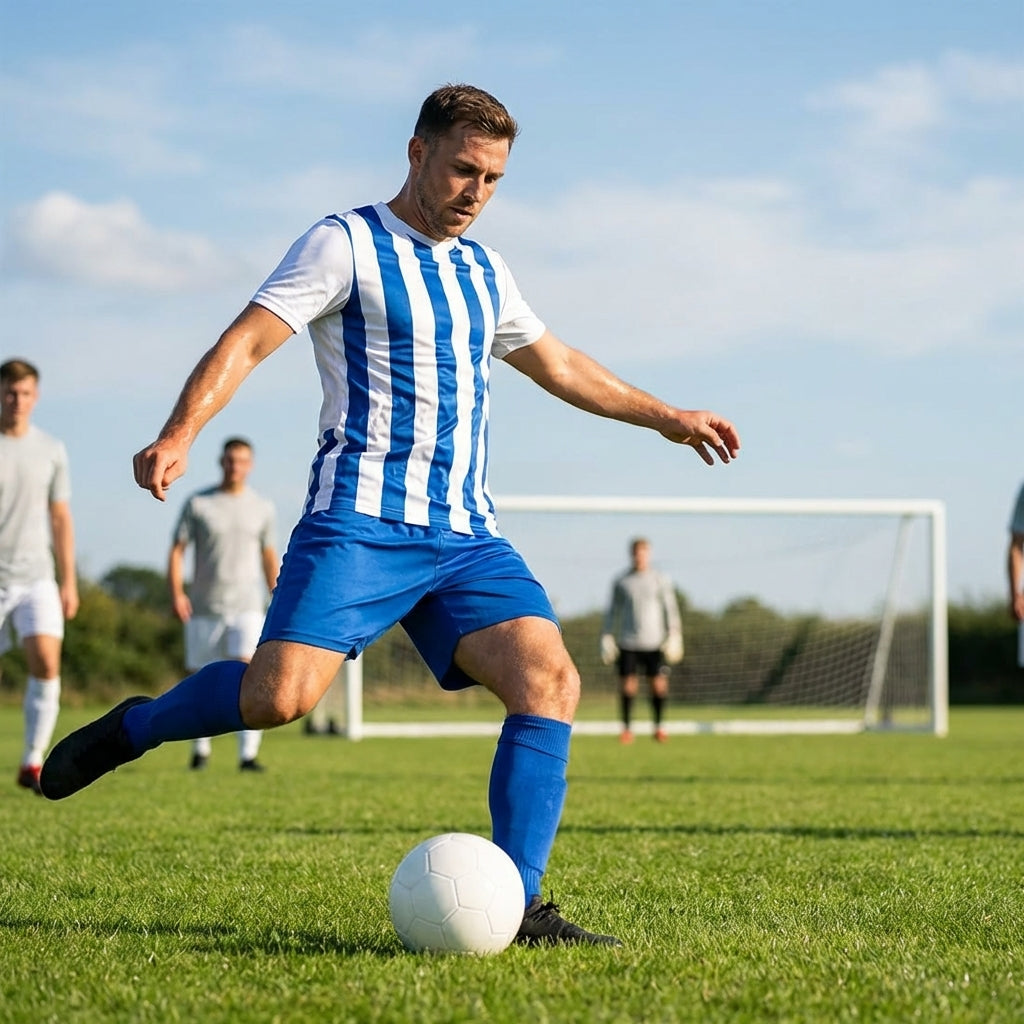 Men's Striped Football Shirt for Matches, Polyester