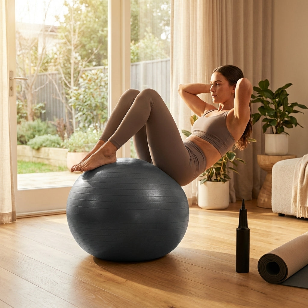 55cm Anti-Burst Yoga Ball in Charcoal for Yoga and Pilates
