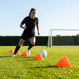 Training marker cones in vibrant Fluro colours for sports drills
