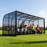 Aluminium team shelter with 16/22 seats for sports venues