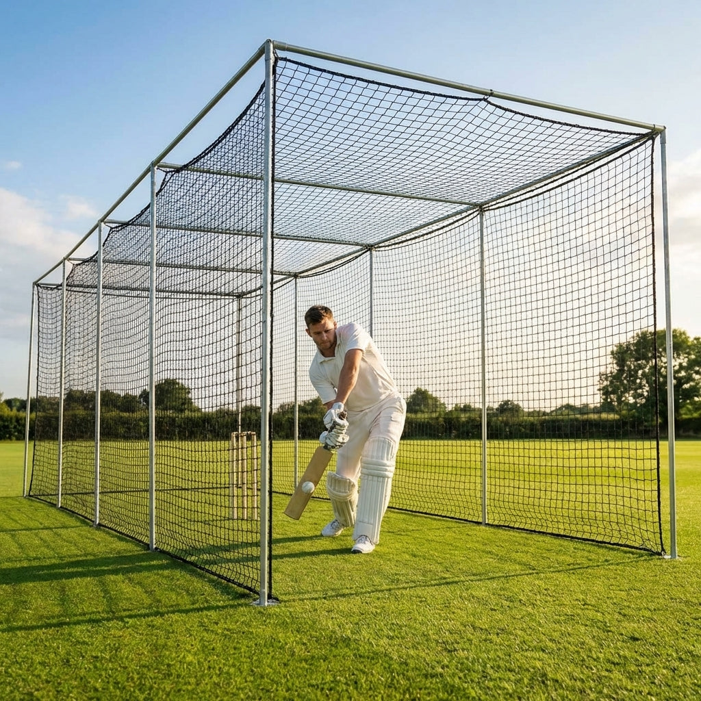 Cricket nets made from HDPE, available in various sizes for indoor and outdoor use
