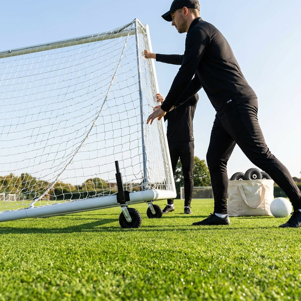 All-terrain football goal wheels for easy movement