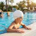 Kids' silicone swimming caps in a variety of colours for pool use