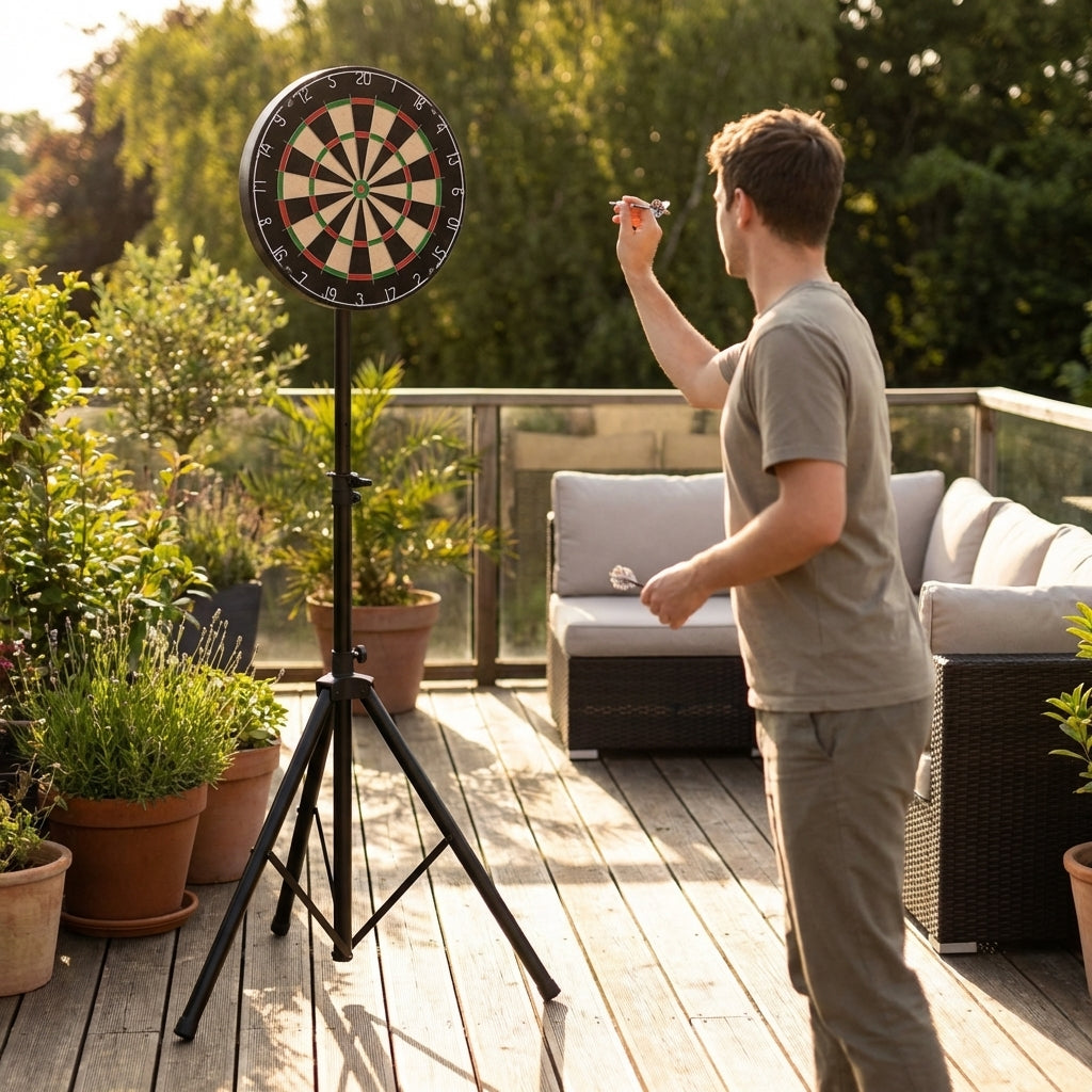 Portable Dartboard Stand with Adjustable Height for Indoor Use
