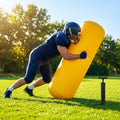 High-visibility American football training dummies in yellow PVC