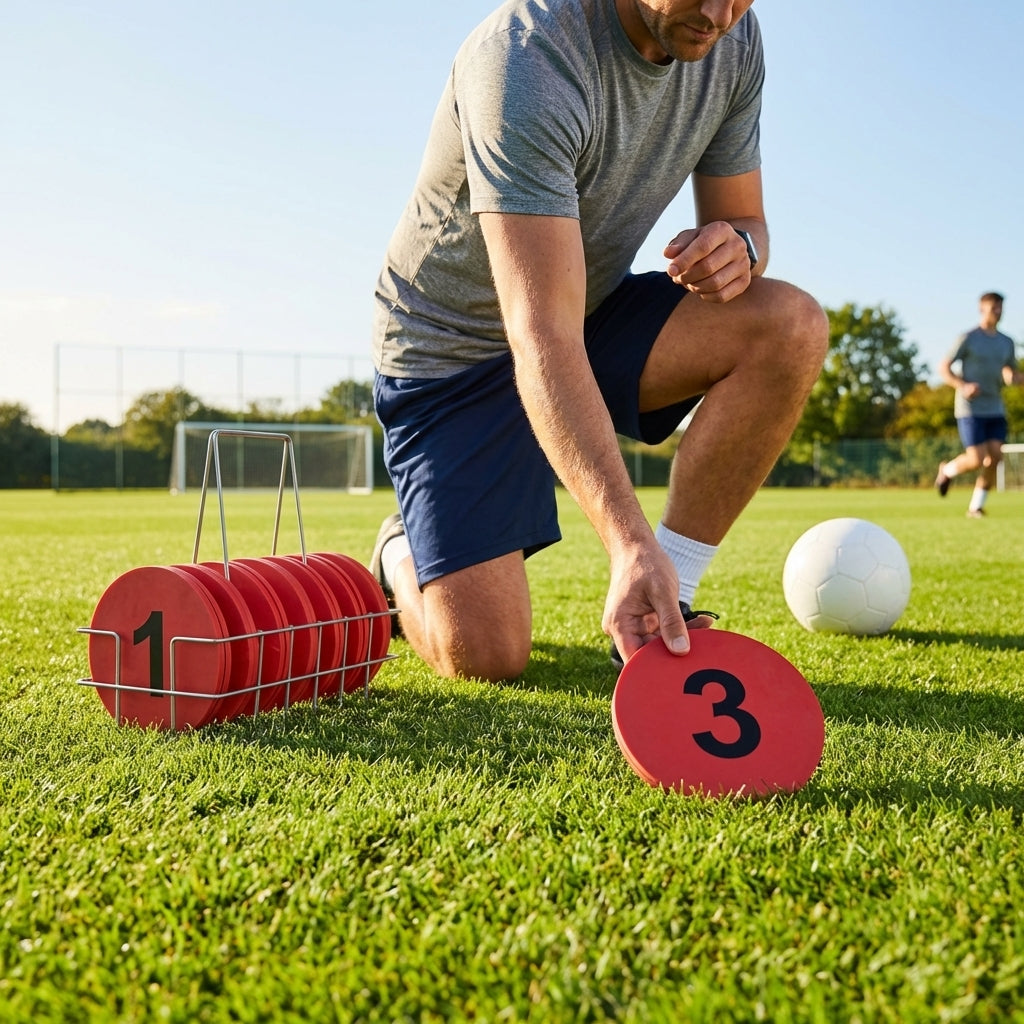 Rubber Flat Disc Markers in multi-colour for training and games