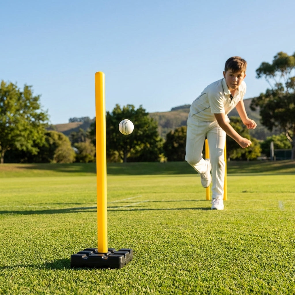 Cricket Target Stump in Fluro Yellow with Rubber Base for Indoor and Outdoor Use