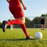 Pre-cut football socks in various sizes and colours for enhanced comfort
