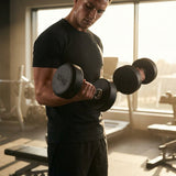 Urethane dumbbells with steel core, ideal for gyms