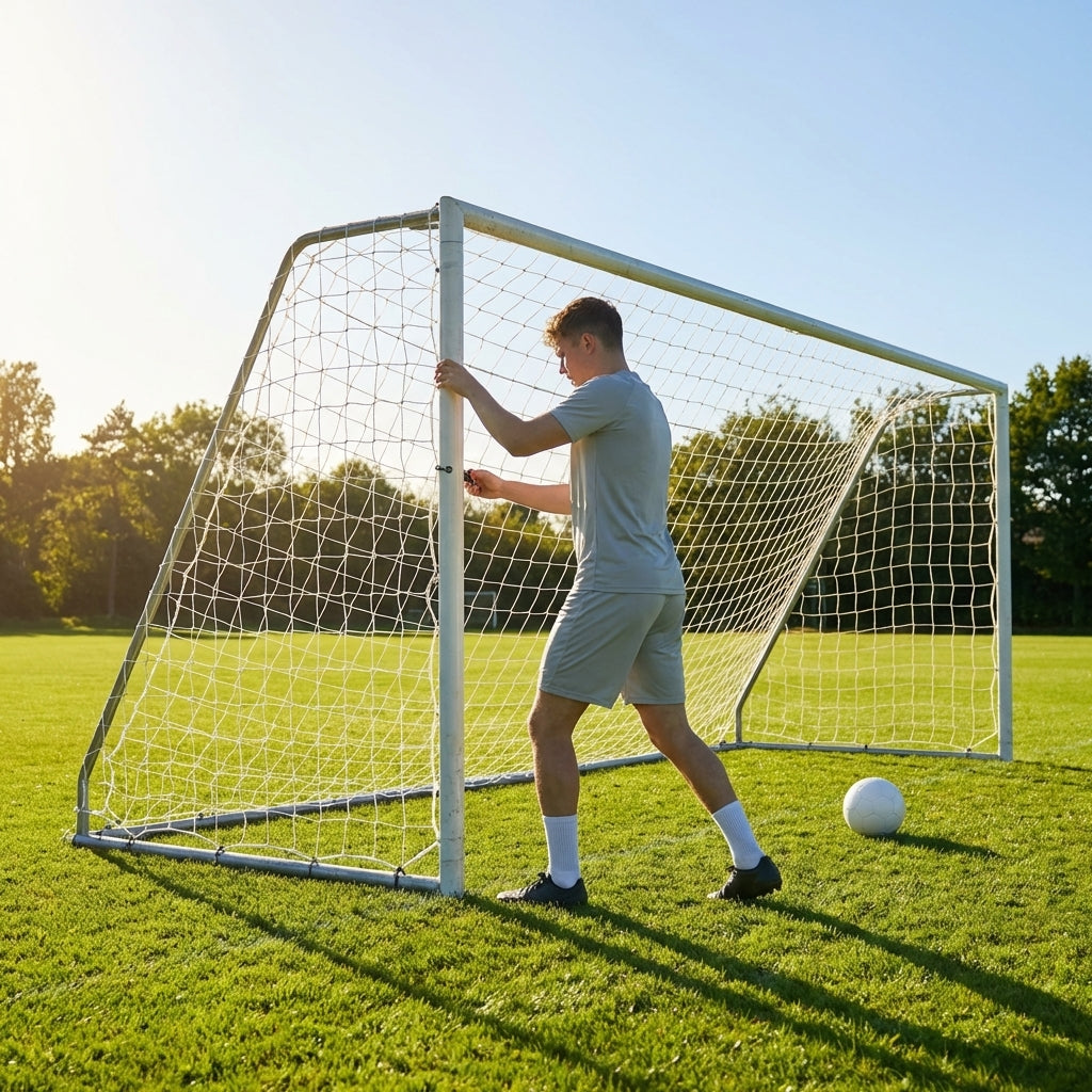 Football goal nets 24 x 8 ft, durable HDPE for clubs and schools