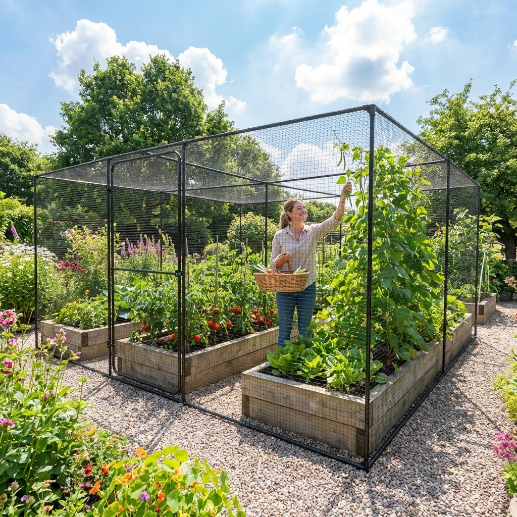 Walk-In Fruit and Vegetable Cage with Steel Frame for Garden Use