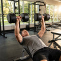 Hex dumbbells with rubber ends and chrome handles