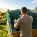 Warehouse rack netting made from green 3mm thick twine
